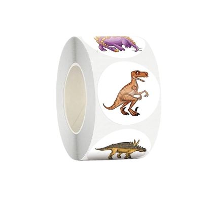 1000pcs 1'' Round Dinosaur Stickers for Teacher Reward Stickers School Supplies Animal Incentive Roll Sticker for Home(C 2Roll (1000pcs))