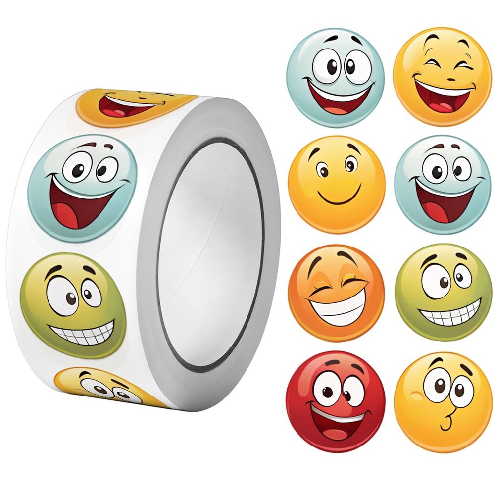 1000Pcs Cute Funning Face Paste Sticker 2.5cm/1.0'' 16 Designs Decals DIY Adorn Gifts Suitable for Various Gift Packaging(Style2)