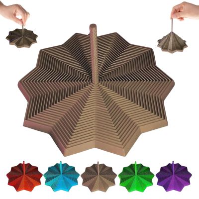 3D Printed Expanded Sensory Fidget Star, Fractal Fidget Hexagon with Handles, 3D Printed Honeycomb Fidget Toy, Perfect for Holiday,Christmas,Birthday Gifts (Brown, Large)