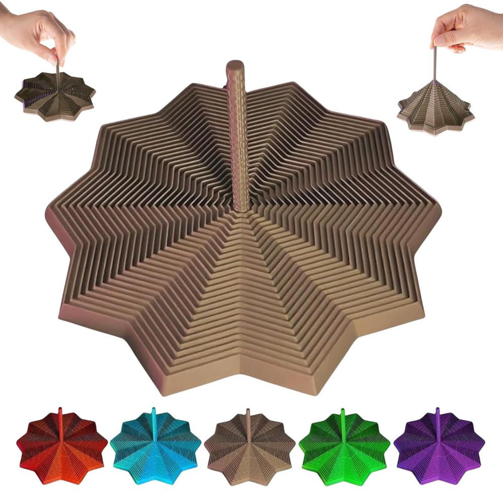 3D Printed Expanded Sensory Fidget Star, Fractal Fidget Hexagon with Handles, 3D Printed Honeycomb Fidget Toy, Perfect for Holiday,Christmas,Birthday Gifts (Brown, Large)