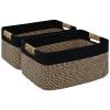 2 Pack Large Storage Basket for Organizing, 17.5"x13.5"x7.5" Woven Basket for Shelves, Closet Cube Storage Bins with Wrapped Handle, Cotton Rope Baskets for Kitchen, Clothes, Toys(Black & Brown) view 1