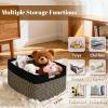2 Pack Large Storage Basket for Organizing, 17.5"x13.5"x7.5" Woven Basket for Shelves, Closet Cube Storage Bins with Wrapped Handle, Cotton Rope Baskets for Kitchen, Clothes, Toys(Black & Brown) view 2