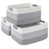3 Pack Large Storage Basket for Organizing, 17.5"x13.5"x7.5" Woven Basket for Shelves, Closet Cube Storage Bins with Wrapped Handle, Cotton Rope Baskets for Kitchen, Clothes, Toys(Gradient Grey) view 1