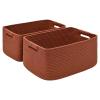 2 Pack Large Storage Basket for Organizing, 17.5"x13.5"x7.5" Woven Basket for Shelves, Closet Cube Storage Bins with Wrapped Handle, Cotton Rope Baskets for Kitchen, Clothes, Toys(Oxide Red) view 1