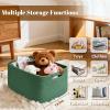4 Pack Large Storage Basket for Organizing, 17.5"x13.5"x7.5" Woven Basket for Shelves, Closet Cube Storage Bins with Wrapped Handle, Cotton Rope Baskets for Kitchen, Clothes, Toys(Green) view 2