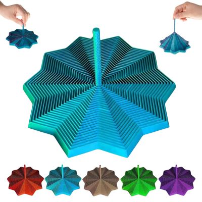 3D Printed Expanded Sensory Fidget Star, Fractal Fidget Hexagon with Handles, 3D Printed Honeycomb Fidget Toy, Perfect for Holiday,Christmas,Birthday Gifts (Mix-Bluegreen, Medium)