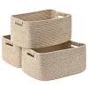3 Pack Large Storage Basket for Organizing, 17.5"x13.5"x7.5" Woven Basket for Shelves, Closet Cube Storage Bins with Wrapped Handle, Cotton Rope Baskets for Kitchen, Clothes, Toys(Natural) view 1