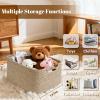 3 Pack Large Storage Basket for Organizing, 17.5"x13.5"x7.5" Woven Basket for Shelves, Closet Cube Storage Bins with Wrapped Handle, Cotton Rope Baskets for Kitchen, Clothes, Toys(Natural) view 2