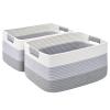 2 Pack Large Storage Basket for Organizing, 17.5"x13.5"x7.5" Woven Basket for Shelves, Closet Cube Storage Bins with Wrapped Handle, Cotton Rope Baskets for Kitchen, Clothes, Toys(Gradient Grey) view 1