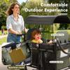 Kinder King Wagon Stroller for 2 Kids, All-Terrain Foldable Outdoor Stroller Wagon 2 Seater, Removable Canopy, Adjustable Handle, Shock-Absorbing Wheel, Detachable Tray, Large Storage, Green view 3
