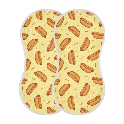 Sletend Hot Dog Muslin Burp Cloths for Baby Boys and Girls - 2-Pack Ultra Absorbent Muslin Washcloths, Newborn Towel, Milk Spit Up Rags, Burp Cloth Bibs, 22 x 11 Inch