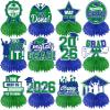 12Pcs Green and Blue Graduation Decorations Honeycomb Centerpieces, Class of 2026 Graduations Centerpieces for Tables Green and Blue Congrats Grad Graduation Table Decoration Grad Centerpiece view 1