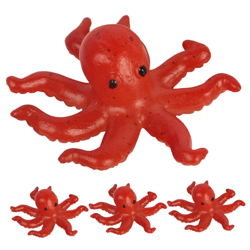 Beaupretty 4Pcs Wear-Resistant Octopus Model Realistic Animal Figurines Miniature Ocean Craft Decor for Home Garden Desk Display