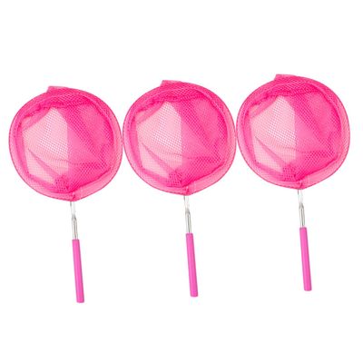 Beaupretty 3pcs Pink Telescopic Fishing Nets for Extendable Stainless Steel Catching Nets with -Slip Rubber Handle Large Pocket Design for Safe Outdoor Insect and Small Fish Exploration