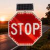 31"x31" Solar-Powered LED Stop Sign with Flashing Lights & Easy U-Clamp Installation - Ideal for Streets, Crosswalks, & Parking Lots - Enhanced Visibility & Safety view 1