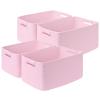4 Pack Large Storage Basket for Organizing, 17.5"x13.5"x7.5" Woven Basket for Shelves, Closet Cube Storage Bins with Wrapped Handle, Cotton Rope Baskets for Kitchen, Clothes, Toys(Light Pink) view 1