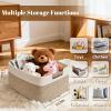 2 Pack Large Storage Basket for Organizing, 17.5"x13.5"x7.5" Woven Basket for Shelves, Closet Storage Bins with Wrapped Handle, Cotton Rope Baskets for Kitchen, Clothes, Toys(Off White & Brown) view 3