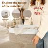 2 Pack Large Storage Basket for Organizing, 17.5"x13.5"x7.5" Woven Basket for Shelves, Closet Storage Bins with Wrapped Handle, Cotton Rope Baskets for Kitchen, Clothes, Toys(Off White & Brown) view 4