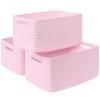 3 Pack Large Storage Basket for Organizing, 17.5"x13.5"x7.5" Woven Basket for Shelves, Closet Cube Storage Bins with Wrapped Handle, Cotton Rope Baskets for Kitchen, Clothes, Toys(Light Pink) view 1