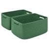 2 Pack Large Storage Basket for Organizing, 17.5"x13"x7" Woven Basket for Shelves, Closet Cube Storage Bins with Wrapped Handle, Cotton Rope Baskets for Kitchen, Clothes, Toys(Green) view 1