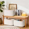 4 Pack Large Storage Basket for Organizing, 17.5"x13.5"x7.5" Woven Basket for Shelves, Closet Cube Storage Bins with Wrapped Handle, Cotton Rope Baskets for Kitchen, Clothes, Toys(Off White) view 3