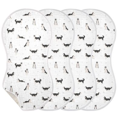 Sletend Muslin Baby Burp Cloths, Siberian Husky Dog Muslin Washcloths Baby Bibs Rags Comfy Soft Absorbent in for Newborn Boys and Girls 4 Piece 22 x 11 Inch