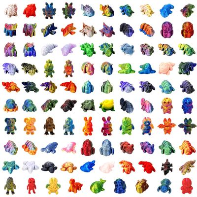 50 Pcs Shimmery Random 3D Printed Mini Animals,3D Printed Flexible Articulated Animals for Party Favors,Kids Student School Classroom Gifts, Carnival Prizes