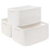 3 Pack Large Storage Basket for Organizing, 17.5"x13.5"x7.5" Woven Basket for Shelves, Closet Cube Storage Bins with Wrapped Handle, Cotton Rope Baskets for Kitchen, Clothes, Toys(Off White) view 1