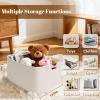 3 Pack Large Storage Basket for Organizing, 17.5"x13.5"x7.5" Woven Basket for Shelves, Closet Cube Storage Bins with Wrapped Handle, Cotton Rope Baskets for Kitchen, Clothes, Toys(Off White) view 2
