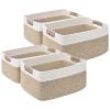 4 Pack Large Storage Basket for Organizing, 17.5"x13.5"x7.5" Woven Basket for Shelves, Closet Cube Storage Bins with Wrapped Handle, Cotton Rope Baskets for Kitchen, Clothes, Toys(Off White & Brown) view 1