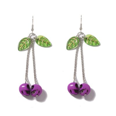 8.8 * 1.6cm Halloween Fruit Skull Long Pendant Earrings For Women,purple,8.8 * 1.6cm