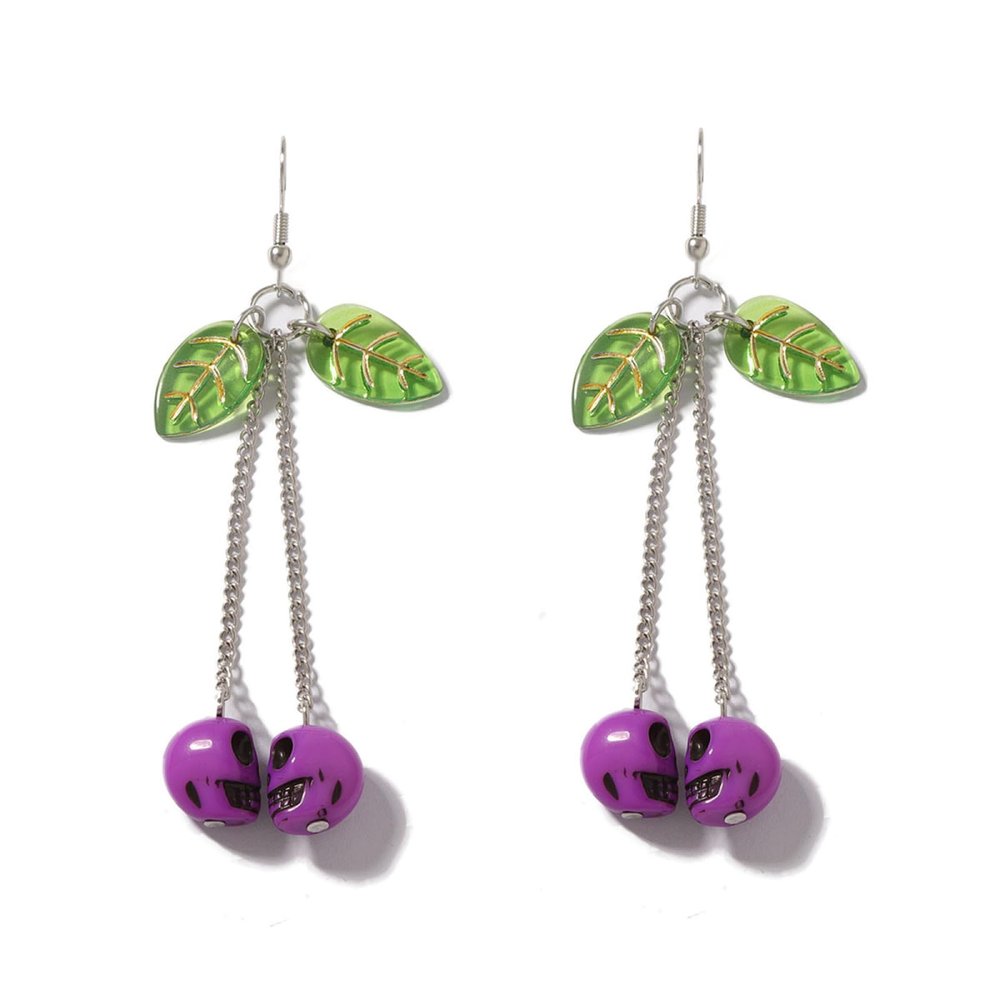 8.8 * 1.6cm Halloween Fruit Skull Long Pendant Earrings For Women,purple,8.8 * 1.6cm