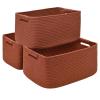 3 Pack Large Storage Basket for Organizing, 17.5"x13.5"x7.5" Woven Basket for Shelves, Closet Cube Storage Bins with Wrapped Handle, Cotton Rope Baskets for Kitchen, Clothes, Toys(Oxide Red) view 1