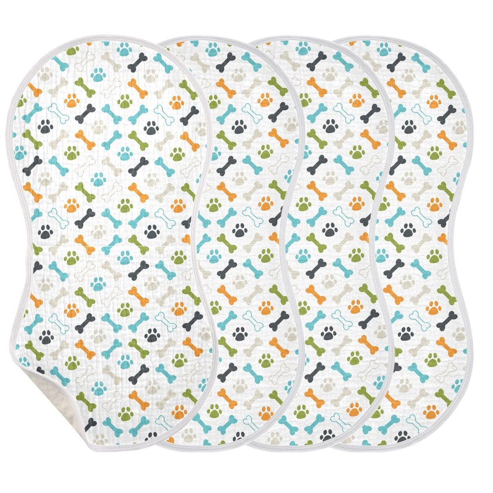 Sletend Muslin Baby Burp Cloths, Dog Paw Bones Muslin Washcloths Baby Bibs Rags Comfy Soft Absorbent in for Newborn Boys and Girls 4 Piece 22 x 11 Inch