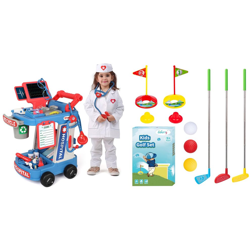 Liberry Toys for 2 3 4 Year Old Boys Girls Christmas Birthday Gift, Kids Doctor Play Set and Toddler Golf Clubs Set