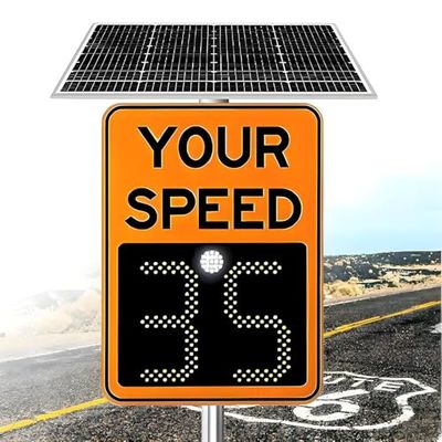 Wireless Solar Traffic Speed Display - Radar & Remote Control, 3-Digit LED Panel, Digital Speed Detector for Streets & Neighborhoods, 27" x 20", Orange