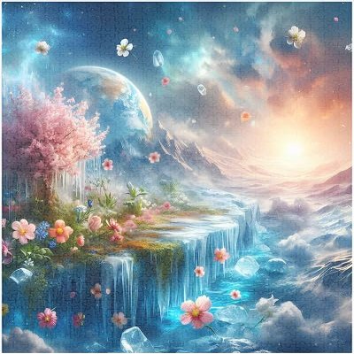 Climate Change and Natural Fertility Melting Ice and Blooming Flowers in Dreamy for GRAP 500 Piece Jigsaw Puzzle for Adults Challenging Wooden Puzzles 500 Pieces Gift for Women Men 20.5x15 Inch