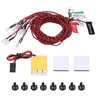RC Flashing Light System Kit 8 LED Simulation Flashing Lights for RC Airplane Helicopter with Remote Control Mode Plastic White Red Green 600mm Cable