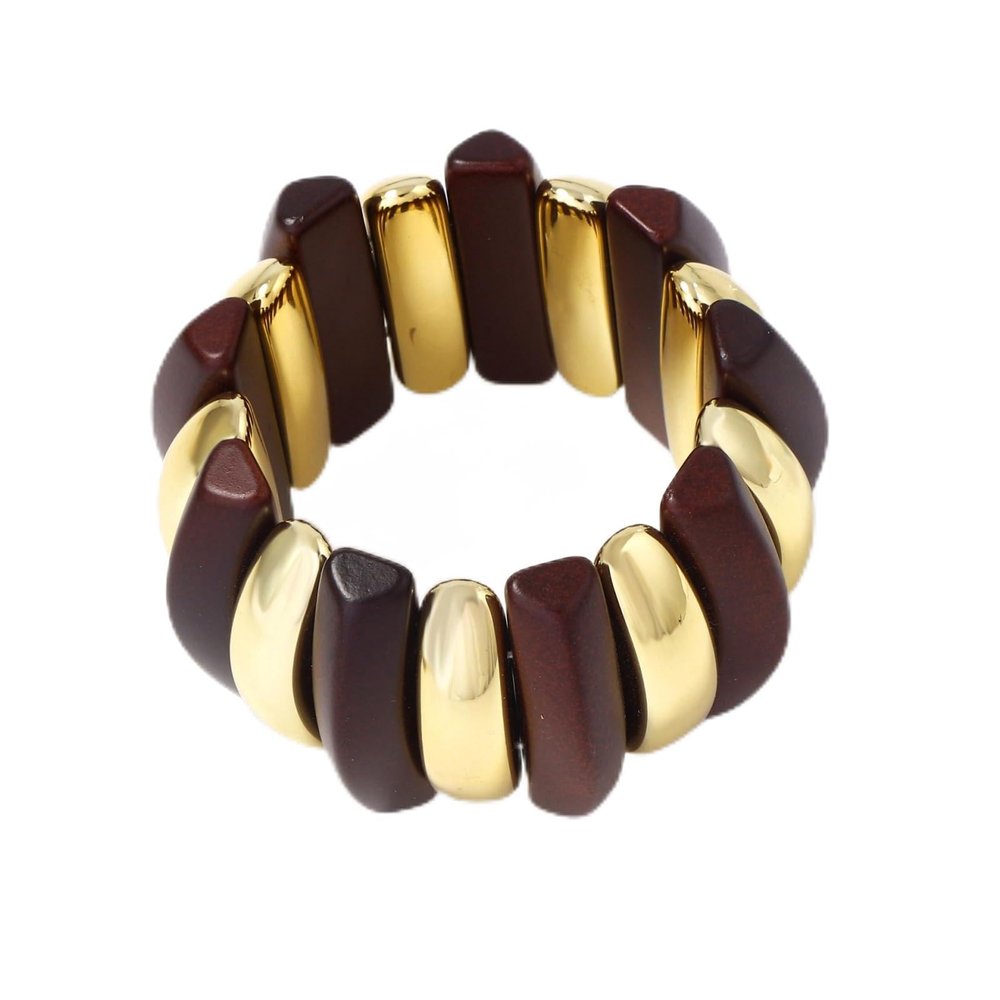 Alloy Geometric Wooden Splicing Triangle Shaped Pendant Necklace Bracelet,Bracelet,16cm