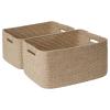 2 Pack Large Storage Basket for Organizing, 17.5"x13.5"x7.5" Woven Basket for Shelves, Closet Cube Storage Bins with Wrapped Handle, Cotton Rope Baskets for Kitchen, Clothes, Toys (Natural) view 1