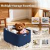 4 Pack Large Storage Basket for Organizing, 17.5"x13.5"x7.5" Woven Basket for Shelves, Closet Cube Storage Bins with Wrapped Handle, Cotton Rope Baskets for Kitchen, Clothes, Toys(Navy Blue) view 2
