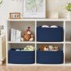 4 Pack Large Storage Basket for Organizing, 17.5"x13.5"x7.5" Woven Basket for Shelves, Closet Cube Storage Bins with Wrapped Handle, Cotton Rope Baskets for Kitchen, Clothes, Toys(Navy Blue) view 3