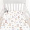 Cute Cats Mouse Baby Boys Girls Crib Sheets Pastel Kittens Paws Bows Bells Toddler Bed Sheets Cats Lovers Gift Fitted Crib Mattress Cover for Standard Crib Mattresses 52''x28'' view 2