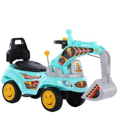 Wiggle Car Toy Tractors for Kids Ride On Excavator Music Sounds Digger Scooter Bulldozer Toddler Construction Truck Under Seat Storage(Blue,Twist car+6 Toy car+Pedals)
