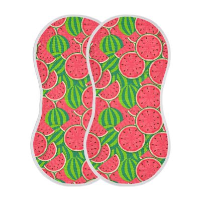 Sletend Watermelon Muslin Burp Cloths for Baby Boys and Girls - 2-Pack Ultra Absorbent Muslin Washcloths, Newborn Towel, Milk Spit Up Rags, Burp Cloth Bibs, 22 x 11 Inch