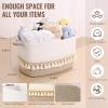 2 Pack Storage Basket for Shelves, Boho Cotton Rope Storage Bins with Heavy Tassel, Shelf Baskets Large Woven Baskets for Organizing, Cube Organizer Bins, Baby Laundry Basket for Clothes, Toys, Pets view 4