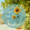 Farmhouse Sunflower Bee on Turquoise Wind Spinner for Garden Yard 3D Stainless Steel Hanging Wind Spinners, You are My Sunshine Spinners Outdoor Metal Decor for Lawn Patio Home view 1