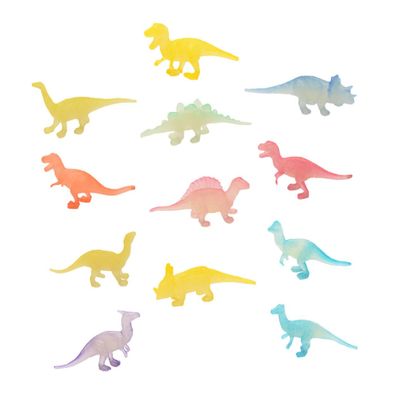 MERRYHAPY 12PCS Luminous Small Dinosaur Model Plastic Glow-in-The-Dark Figures for Educational Play Birthday Party Decorations and Collectible Fun