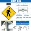 24in Solar Pedestrian Crossing Sign, Flashing LED Highlight Road Traffic Blinking Street Warning Sign, for Park School Urban/Road Community, Aluminum IP65 Weatherproof Crosswalk Signs view 4