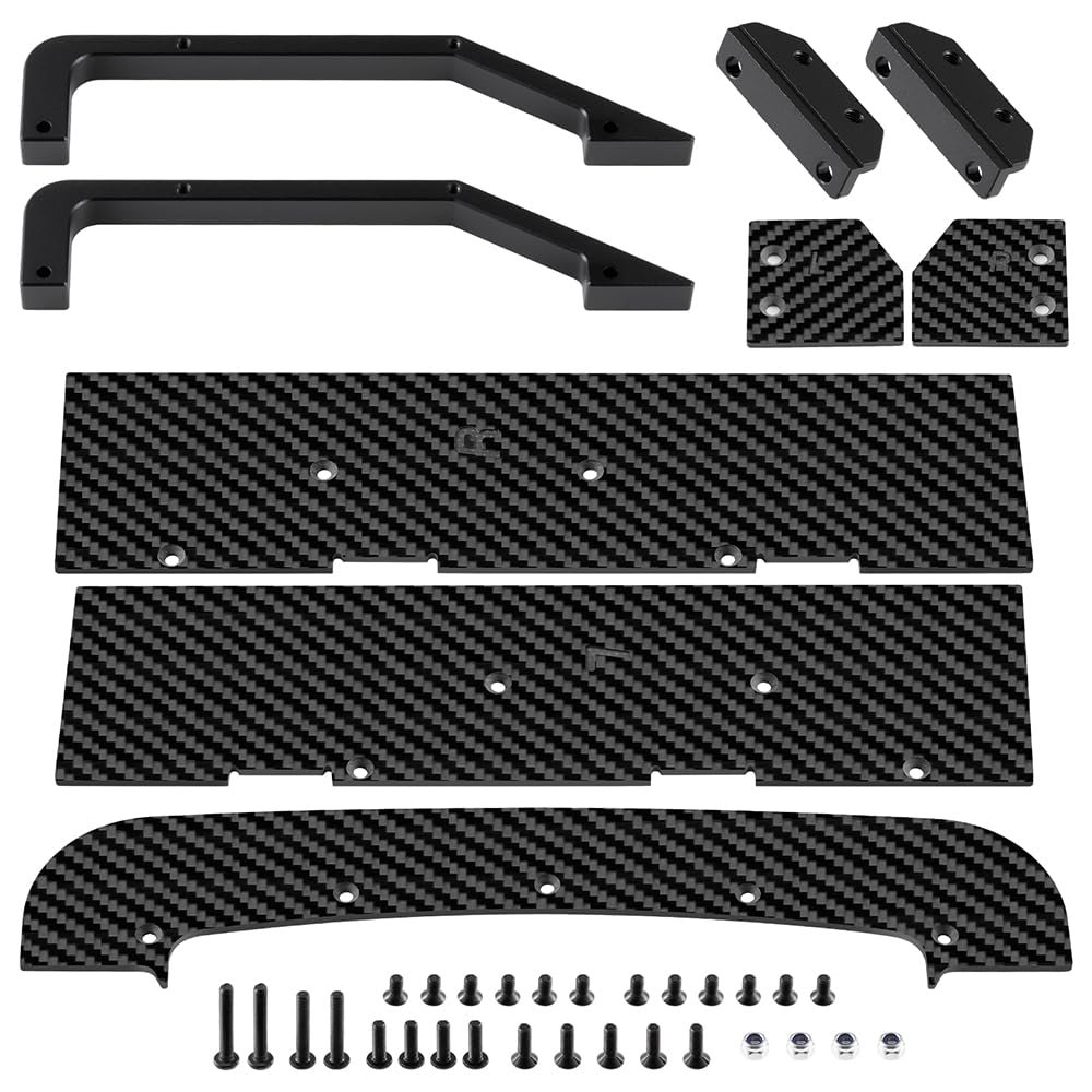 RCLIONS 1set Carbon Fiber Front&Rear Splitter,Chassis Widening Side Skirts for ARRMA Infraction BLX 3S 1/8 Racing Car Upgrade Parts (Black)